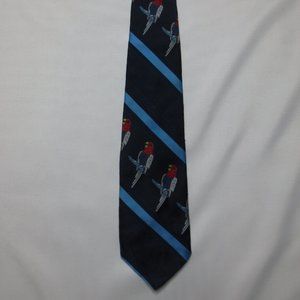 VINTAGE mens TIE polyester WIDE parrot READ’s blue 70's 60's red